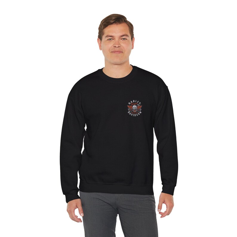 Raiders Skull Motorcycle with Wings Crewneck Sweatshirt | Harley Davidson Style image 15