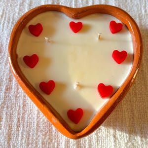 CORAZÓN ARTESANAL CANDLE | Mexican artesanal heart shape pottery candle | Valentines day candle