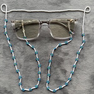 Beaded Daisy Glasses Chain Floral Accessories Free Shipping Blue&White