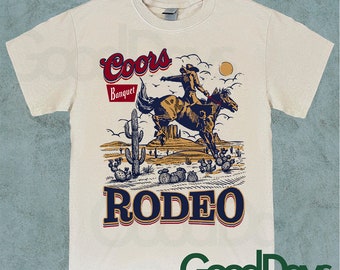 T-shirt à manches courtes COORS RODEO COWBOY | cadeau mignon | t-shirt drôle | esthétique des années 90 | graphique tendance | rétro de l'an 2000