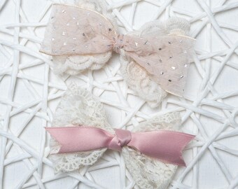 Lace Hair Bow Clip | Dainty Girl Hair Accessory | Birthday Gift For Kids