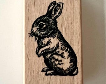 Holzstempel Hase – Osterhase - Kaninchen, liebevolles Vintage-Motiv, Journaling