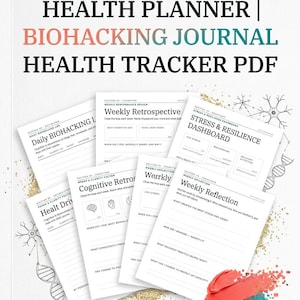 Diario di biohacking per la pianificazione della salute, tracker del benessere in formato PDF