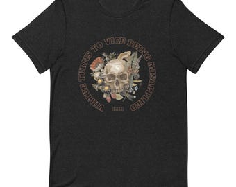 LITERARY TEE Romeo and Juliet "Virtue Turns to Vice" skull
