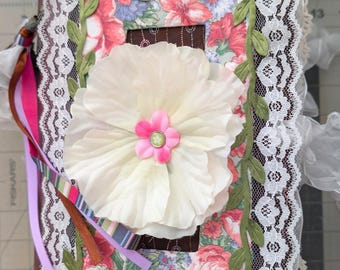 Handmade White Daisy Junk Journal Eclectic Memory Keeper Art Journal