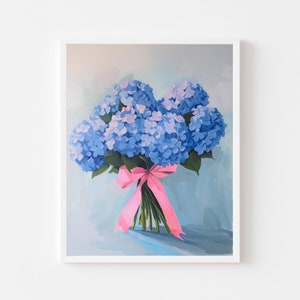 Blauer Hortensienstrauß Kunstdruck: Girly Grandmillennial Dekor (Digitaler Download)