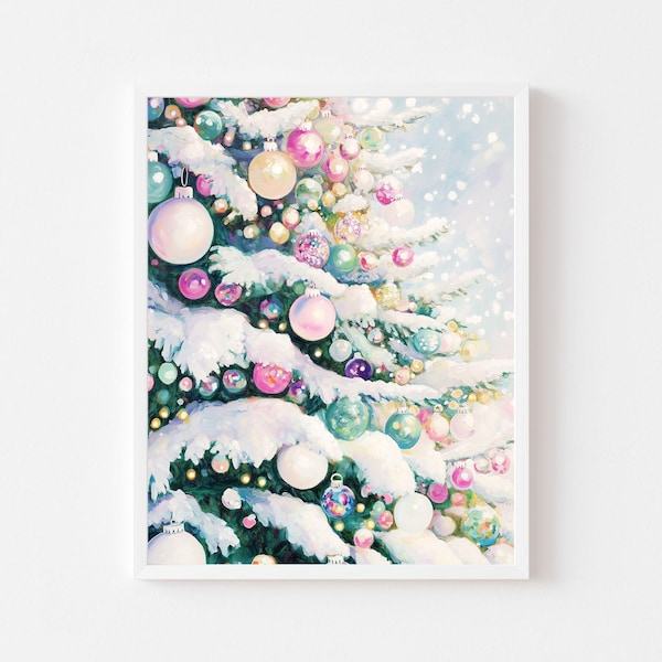 Magische Weihnachts-Weihnachtsbaum-Malerei: Girly Ornaments Print (Digital Download)