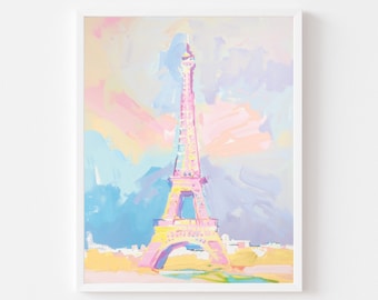 Pink Eiffel Tower Painting: Abstract Paris Wall Art (Digital Download)