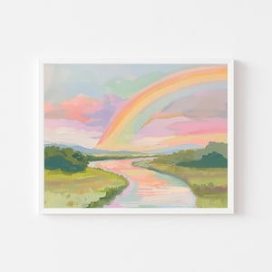 Regenbogen Fluss Landschaft Kunstdruck Kinderzimmer Dekor (Digitaler Download)