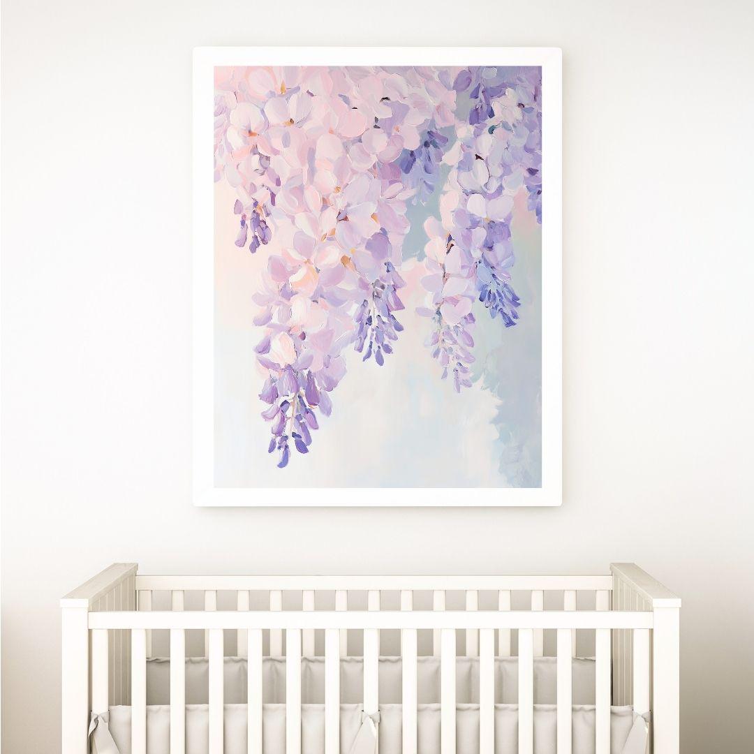 花柄　絵画 藤の花 藤 藤の絵 藤柄 テクスチャーアート ボタニカル Amazon.co.jp: キャンバスアート 藤の花 絵画 30×40cm - 優雅な藤の花