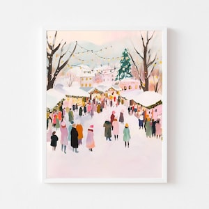 Schilderij kerstmarkt: feestelijke winterstad Art Print (digitale download)