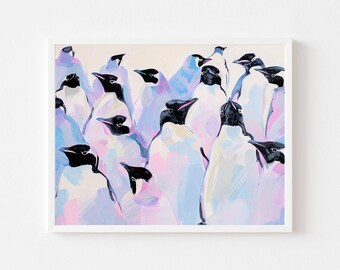 Pastel Emperor Penguin Print: Colorful Antarctica Bird Art (Digital Download)