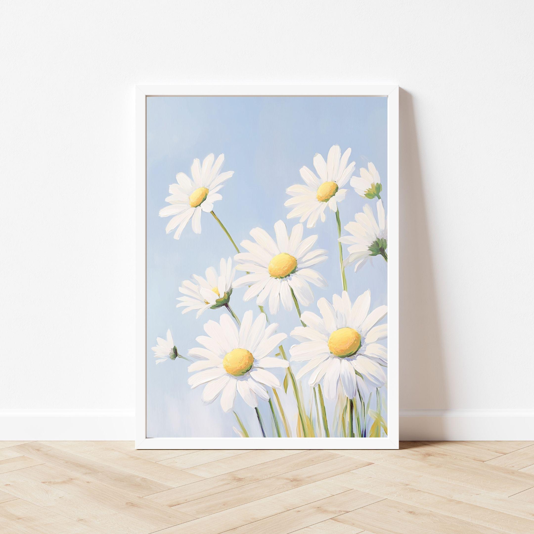 Daisy Field Wall Art Print: Pastel Floral Landscape (printable