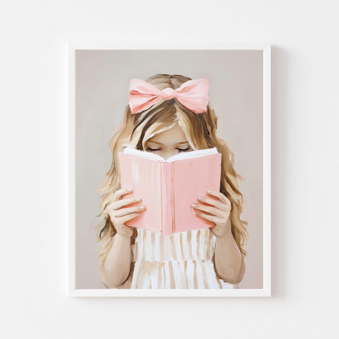 Girl Reading Art Print: Pastel Book Nook Portrait (digital Download) - Etsy