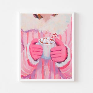 Pastel Christmas Cocoa Print: Preppy Girl&#39;s Room Wall Art (Digital Download)