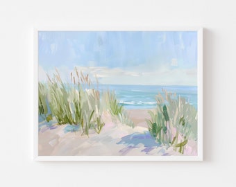 Dune Grass Beach Path Art Print: Pastel Coastal Landscape (Digital Download)