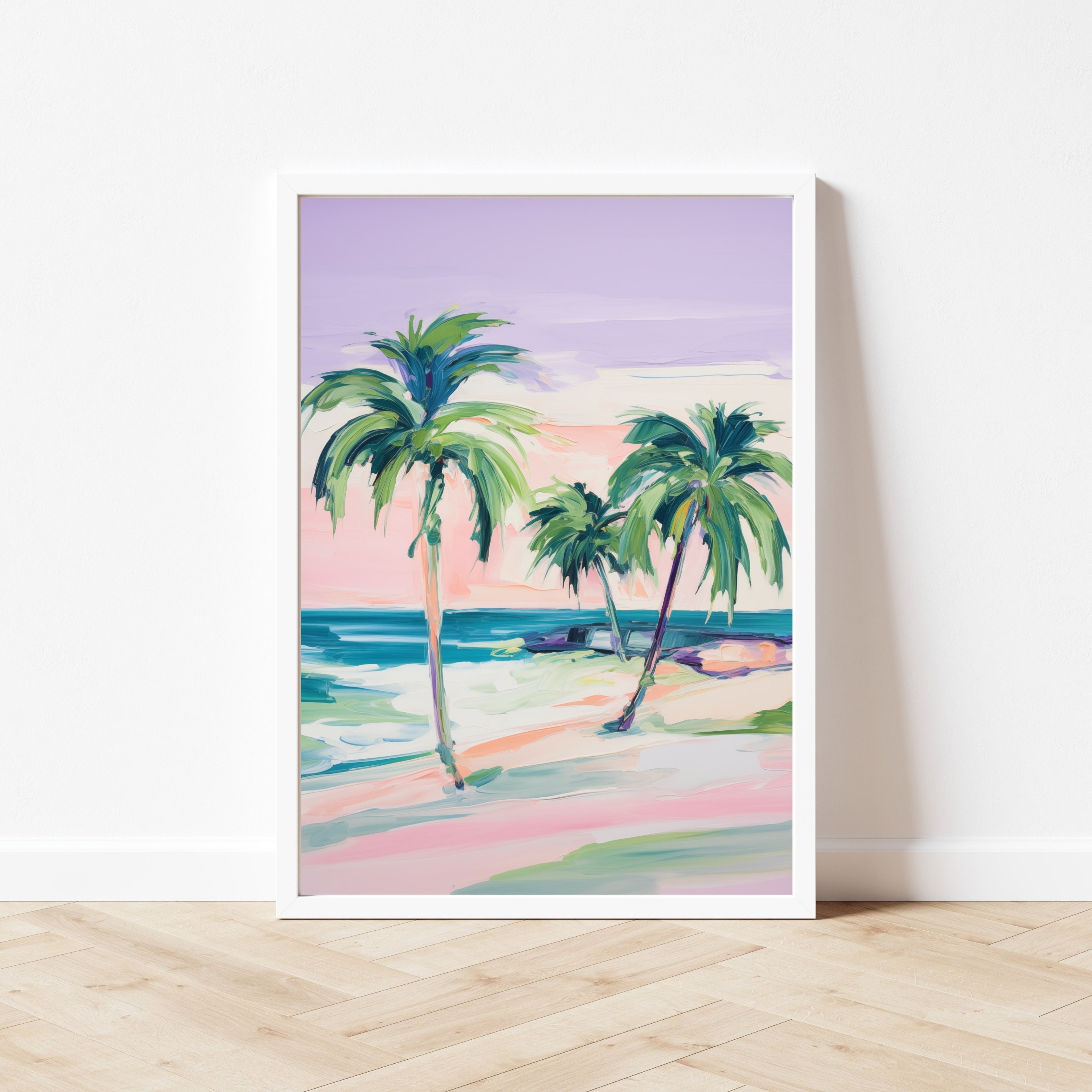Palm Tree Painting: Pink Sunset Beach Art (digital Download) - Etsy, image size:2700x2700