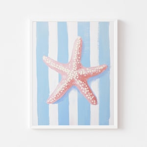 Rosa Seestern Küsten-Druck: Preppy Strandhaus-Wandkunst (druckbare digitaler Download)