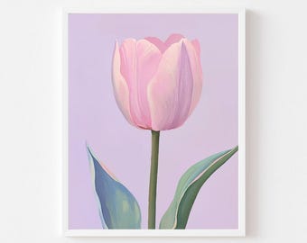 Pink Tulip Painting: Pastel Floral Wall Art (Digital Download)
