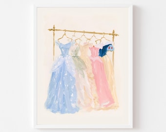 Whimsical Princess Dress Art Print: Fairytale Gown Wall Art (Digital Download)