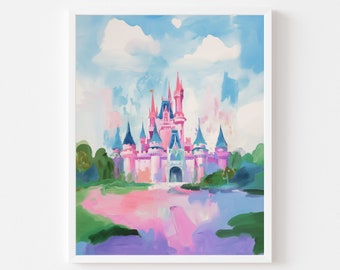 Pastel Magic Castle Art Print: Whimsical Nursery Decor (Digital Download)