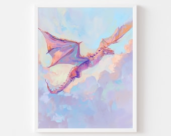 Pink Dragon Art Print: Whimsical Nursery Decor (Digital Download)
