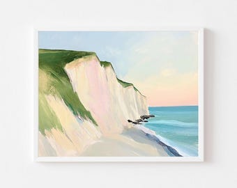 Chalk Cliffs Painting: Coastal England Landscape Art (Digital Download)