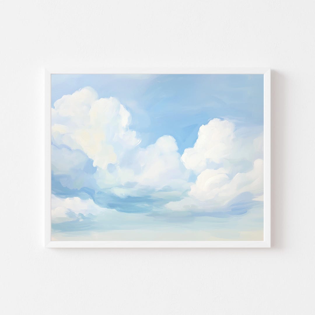 Blue Sky Cloud Art Print: Soft Nursery Wall Decor (printable Digital ...