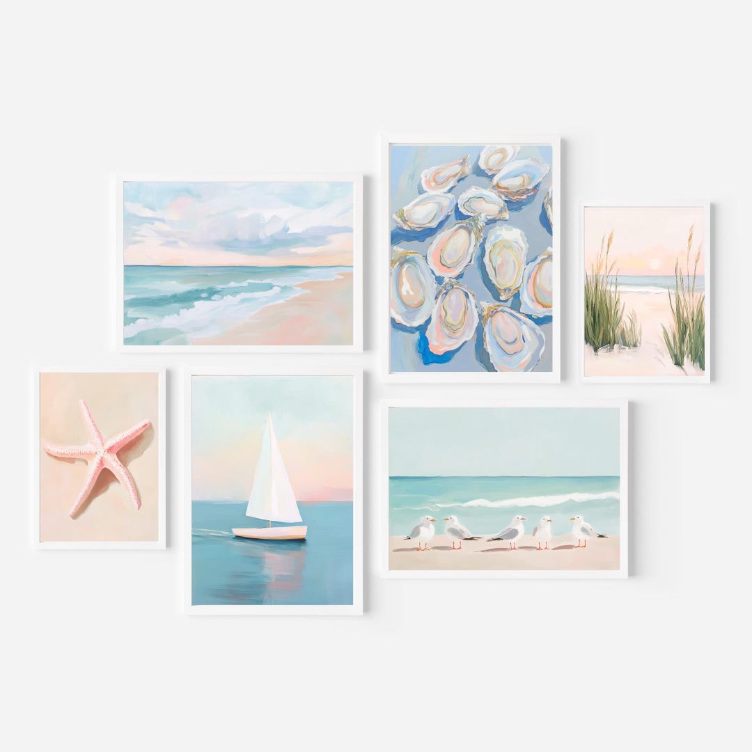 Coastal Gallery Wall Art Set: Beach House Prints (digital Download) - Etsy