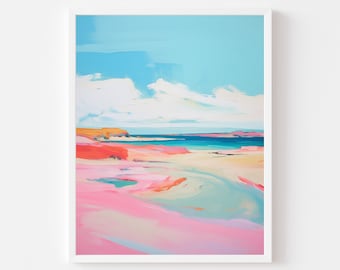 Colorful Abstract Ocean Painting | Pastel Coastal Watercolor Art | Beach House Impressionist Printable | Vibrant Seascape Digital Download