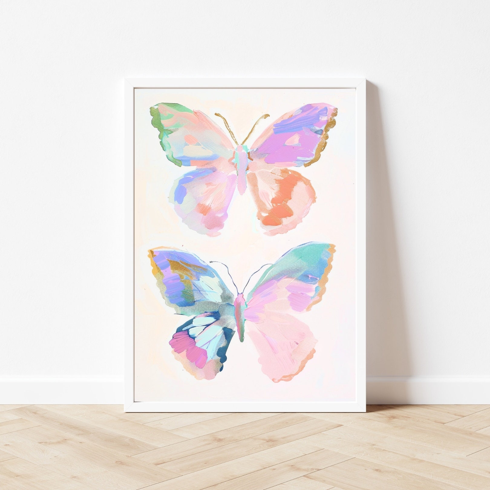 Pastel Butterflies Watercolor Print: Abstract Insect Wall Art (digital ...