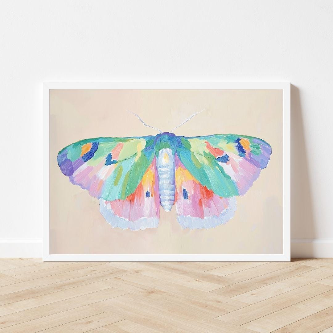 Rainbow Moth Art Print: Colorful Insect Portrait (digital Download) - Etsy