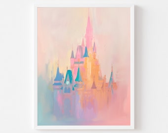 Pastel Magic Castle Print: Abstract Kingdom Wall Art (Digital Download)