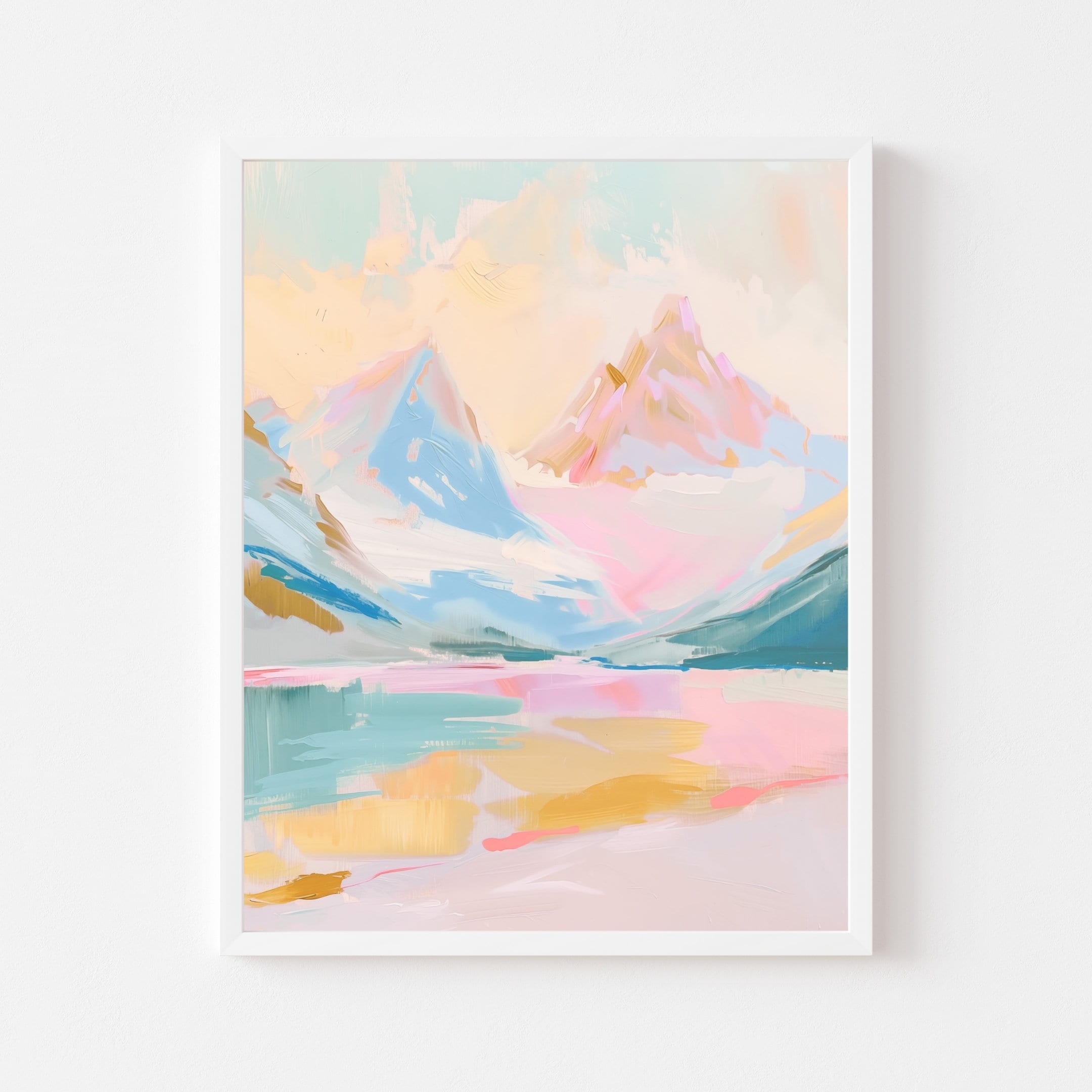 パステル山の絵画：抽象的なアルプスの風景画（デジタルダウンロード