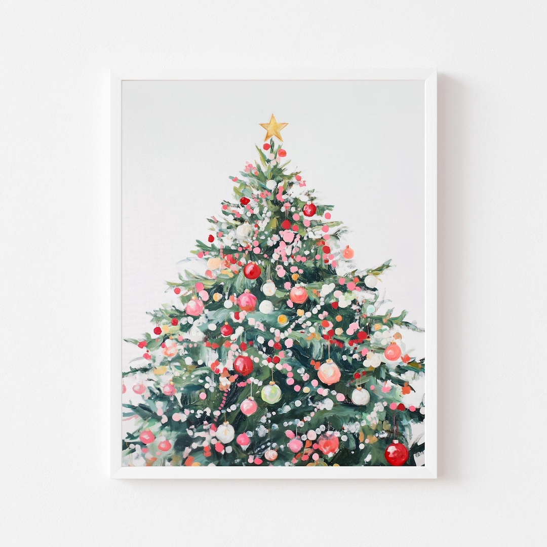 Christmas Tree Art Print: Red and Green Holiday Decor (digital Download ...