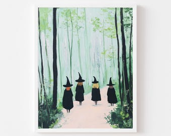 Witches in the Woods Art Print: Spooky Halloween Decor (Digital Download)