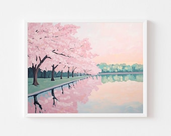 Lámina artística de paisaje con cerezos en flor: Cuenca Tidal de Washington D.C. (Descarga digital)
