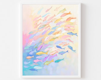 Pastel Fish Painting: Girly Watercolor Coastal Art (Digital Download)