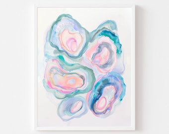 Watercolor Oyster Shells Print: Abstract Coastal Wall Art (Digital Download)