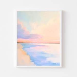 Pastell Küstenlandschaft Malerei: Girly Strandhaus Kunst (Digitaler Download)