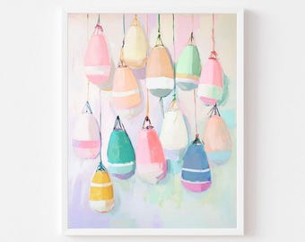 Pastel Buoy Painting: Coastal New England Art Print (Digital Download)