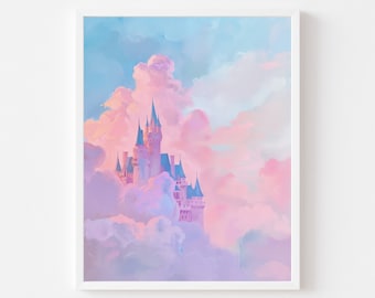 Magic Castle in the Clouds Art Print: Pastel Sky Kingdom (Digital Download)
