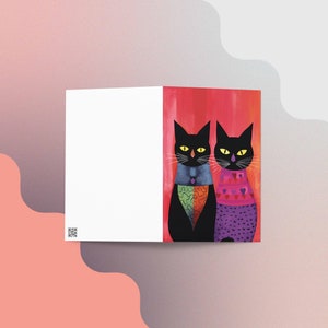 de voeux chat | Une carte colorée pour couple de chats pour un partenaire ou un être cher, pour la Saint-Valentin, un anniversaire ou pour remercier ceux qui aiment les chats