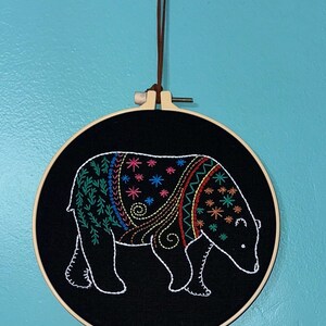 Bear embroidery - 8 in hoop, finished