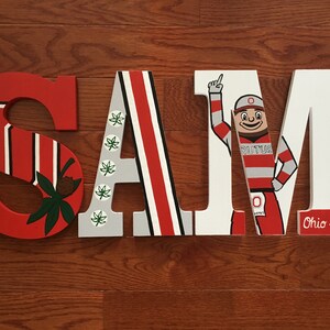 OHIO STATE BUCKEYES Custom Wood Letters - Personalized Name Sign - Name Plaque - Brutus **Price Per Letter**