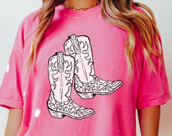 Cowgirl Boots T-Shirt, Coastal Cowboy, Comfort Colors Tee