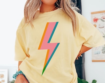 Comfort Colors Lightning Bolt Shirt, Lightning Bolt Shirt, Retro Shirt, Lightning Bolt T-Shirt, Popular Shirt, Trendy Shirt, Gift for Her
