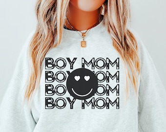 Boy Mom Sweatshirt, Cozy Graphic Crewneck