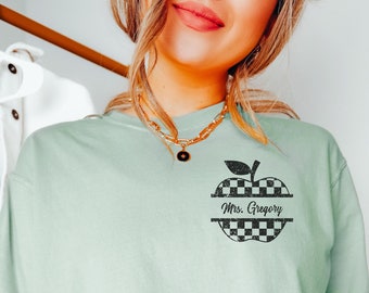 Personalized Teacher Shirt, Comfort Colors, Apple Design
