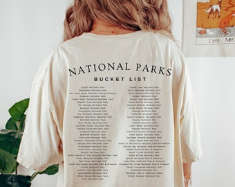 National Parks Bucket List T-Shirt: Comfort Colors, Hiker Tee